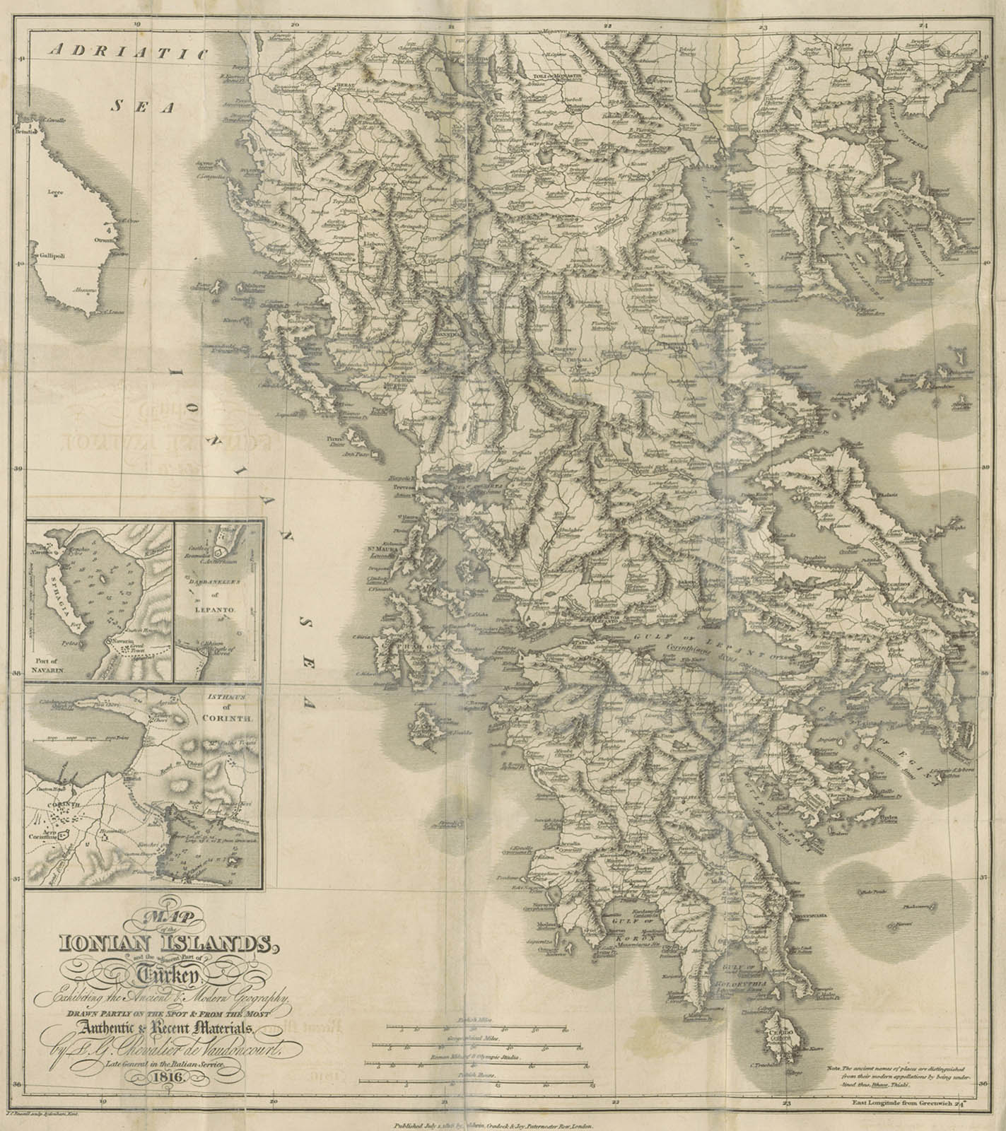 Map of Ionian Islands in Greece